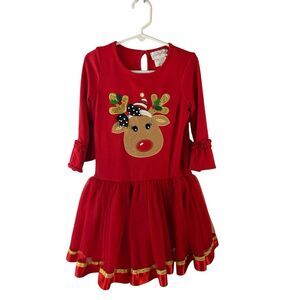 Emily Rose Red Christmas dress girls 6 reindeer